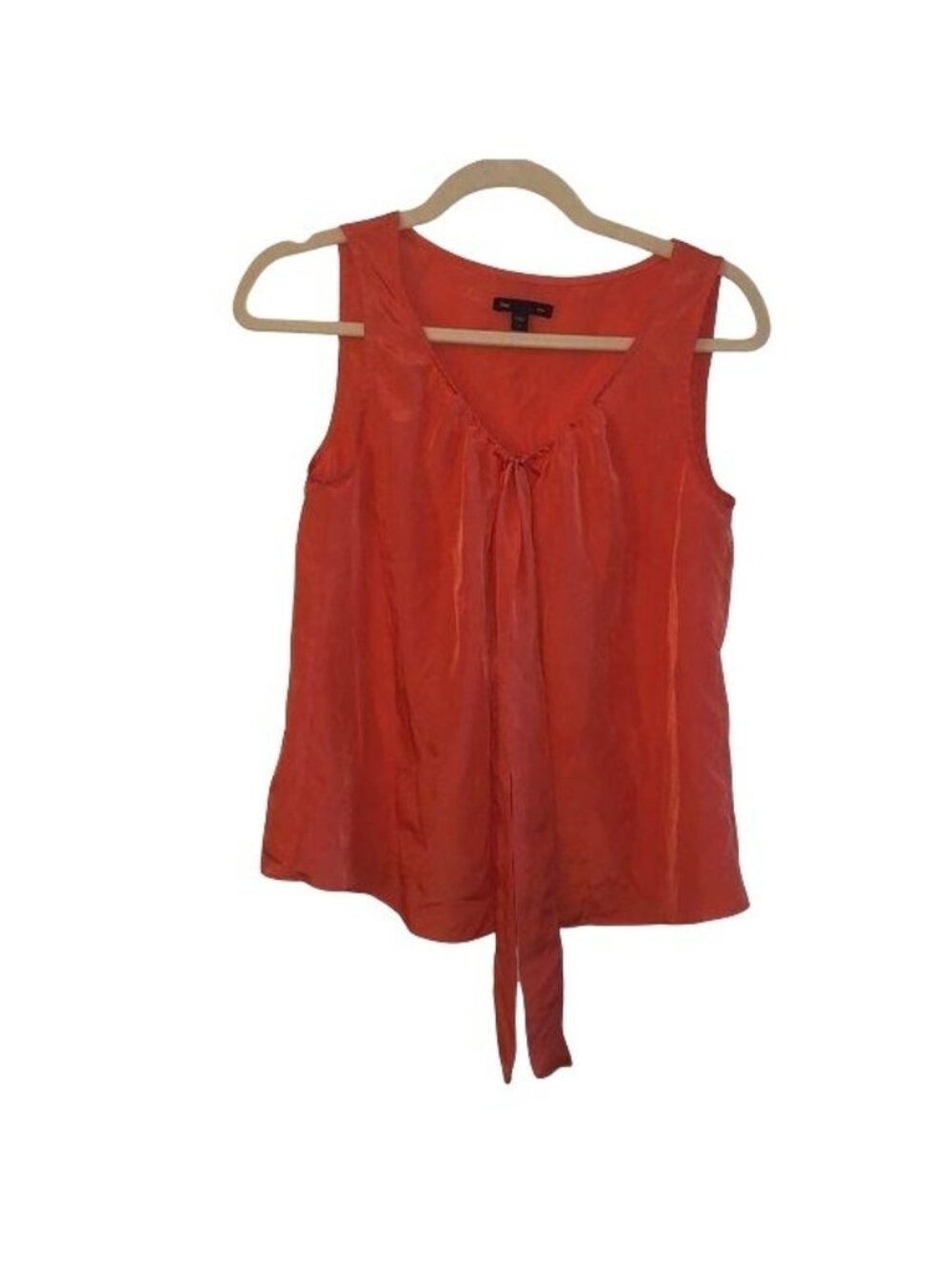 Gap Sleeveless Orange Coral Blouse With Front Tie Detail Size S
